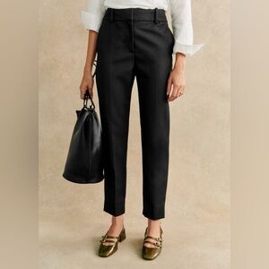 Sezane Gustavo Trousers Black Mid Rise Straight Leg Pants Size Small